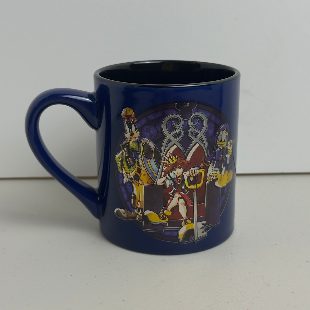 Disney Kingdom Hearts Coffee Mug Sora Donald Goofy Blue Ceramic 14oz Cup 2019